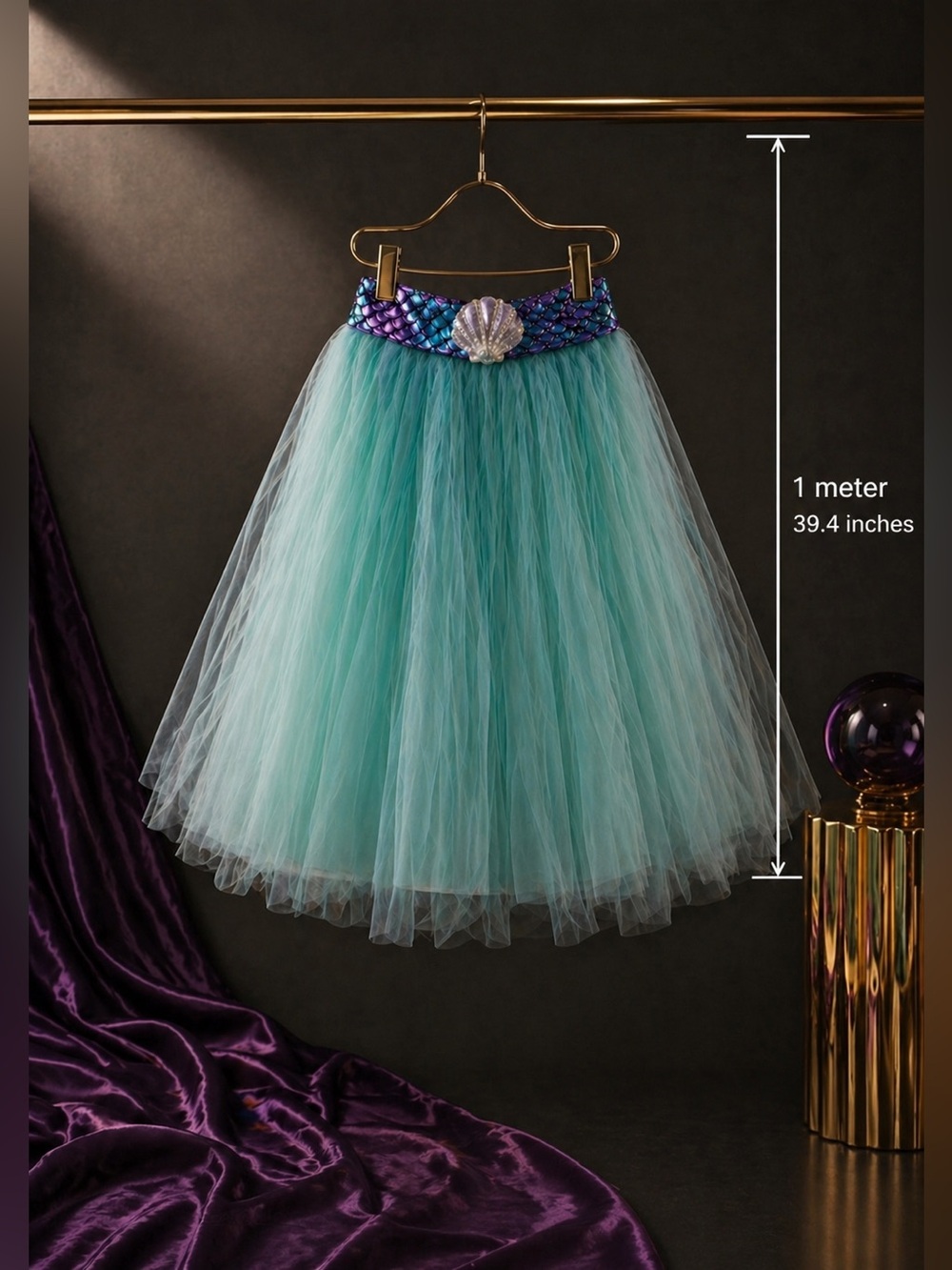 Kids Mermaid Dress Size 8 Luxury Tutu Costume Purple Aqua - Picture 6 of 16